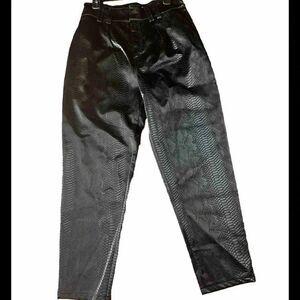 Topshop Faux Leather Black Snake Print Pants‎ Size 8